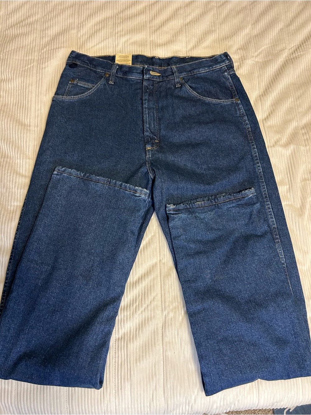 Wrangler Premium Quality Men's Fleece Lined Jeans 33x36 Blue Relaxed Fit, NWT